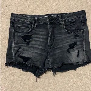 American Eagle Black Distressed Shorts
